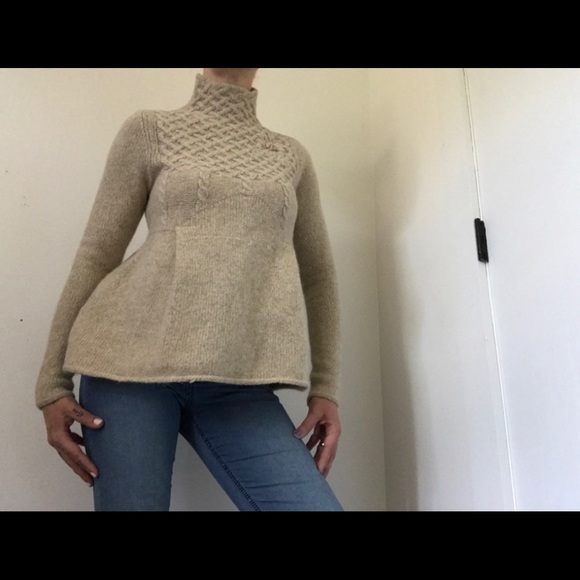 Moda International Tops - Moda International Mockneck Oatmeal Peplum Sweater